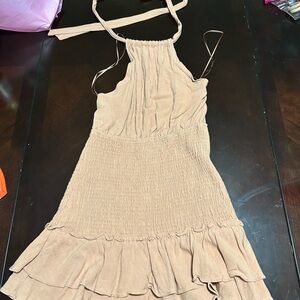 Chic Tan Halter Dress